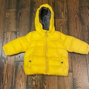 Zara yellow puffer coat size 9/12 months